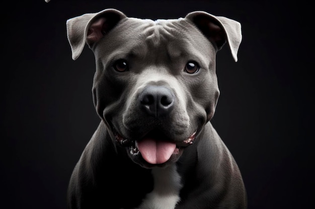 um cão American Pit Bull Terrier isolado em fundo preto ai generativo