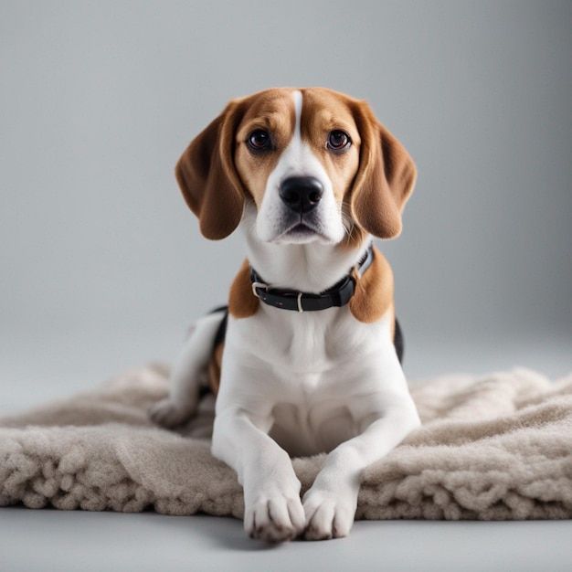 Um cão beagle hiper-realista de corpo inteiro com fundo branco