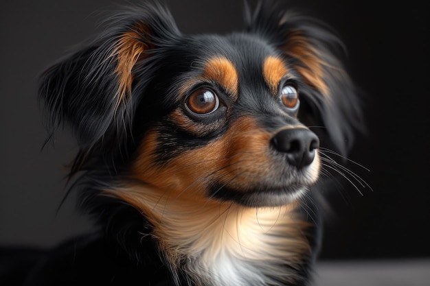 Um cão bonito a olhar para longe