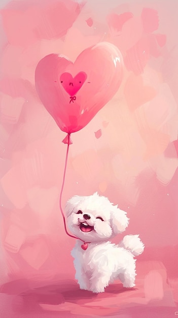 Um cão bonito com fundo rosa