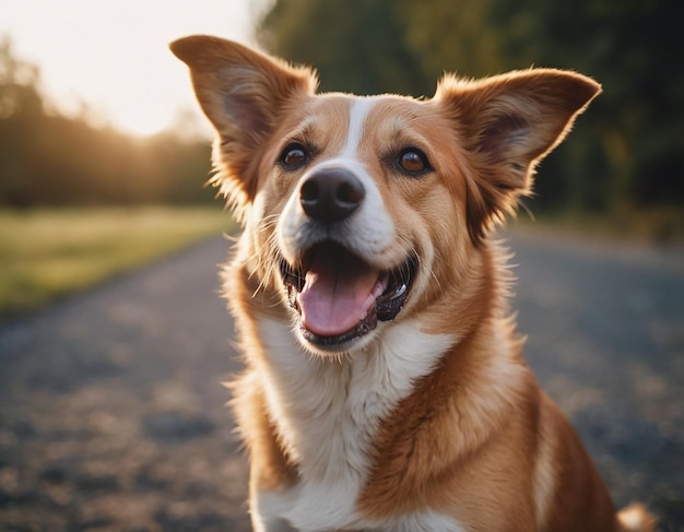 Foto um cão bonito sorrindo generativo ai