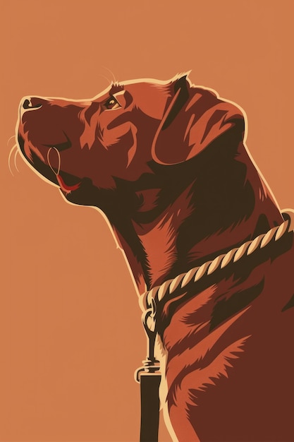 Foto um cão castanho usando uma coleira e coleira adequados para desenhos petrelados