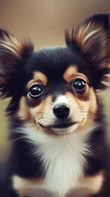 Um cão com olhos grandes