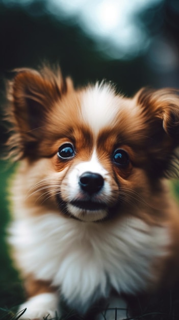 Um cão com olhos grandes