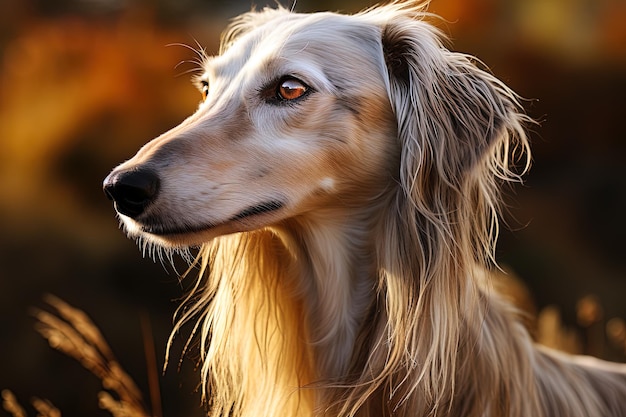 Foto um cão com um corte de cabelo longo e um cabelo castanho claro