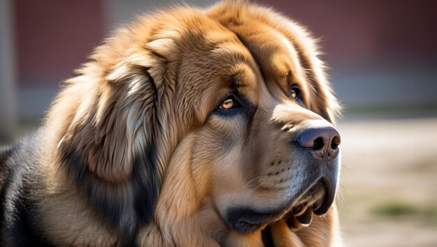 um cão com um nariz castanho e um fundo vermelho