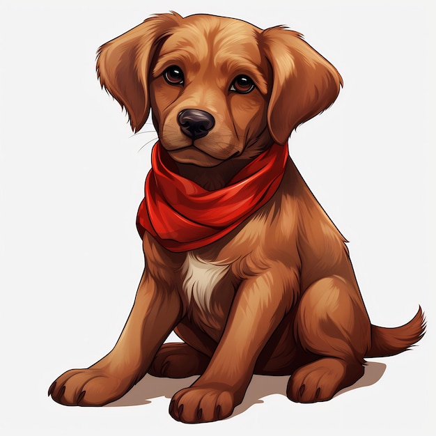 um cão com uma bandana vermelha no pescoço
