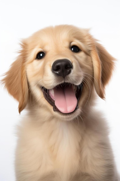 Foto um cão com uma língua rosa que diz cão feliz