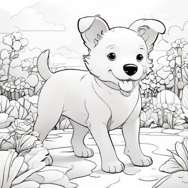 Foto um cão de desenho animado com uma coleira que diz o nome do cão