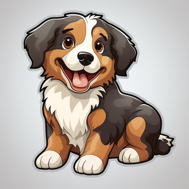 um cão de montanha bernese de desenho animado sentado e sorrindo