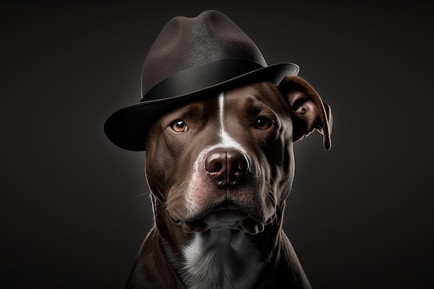 Um, cão, desgastar um chapéu