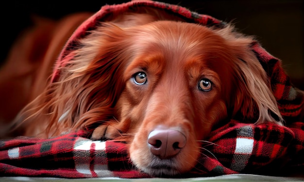 Um cão embrulhado num cobertor de IA generativa