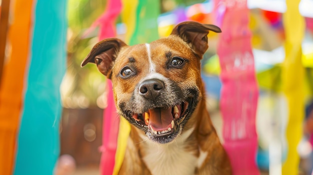 Um cão feliz com expressão brilhante espreitando a ilustração gerada pela IA
