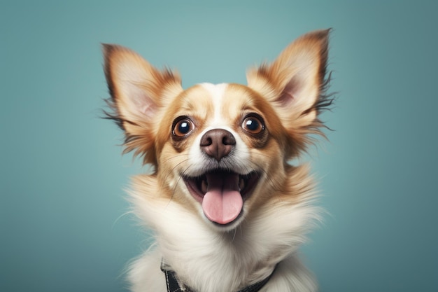 Um cão feliz exala alegria e brincadeira.