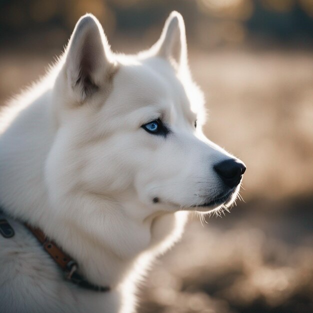 Foto um cão husky siberiano hiper-realista de corpo inteiro com fundo branco