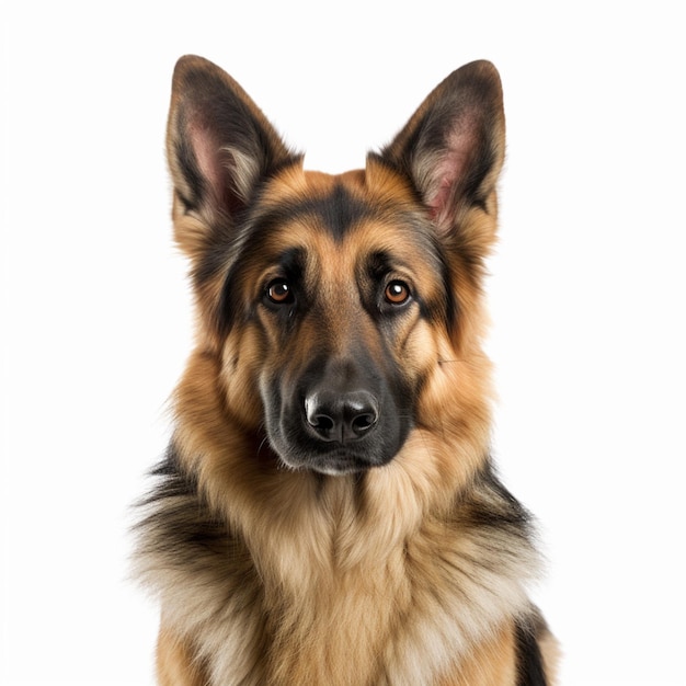 Um cão pastor alemão com um rosto preto e marrom.