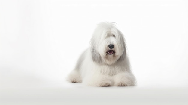 Cão Pastor Inglês Velho Com Uma Língua Cor-de-rosa Que Repica Para Fora  Imagem de Stock - Imagem de prumo, criado: 89703671