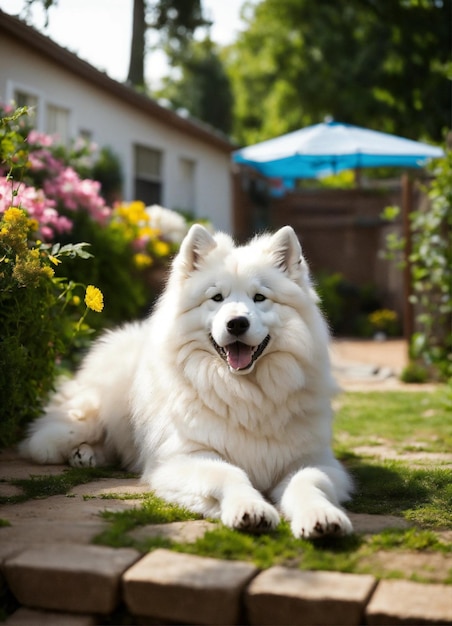 um cão que está deitado na grama