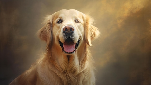 Um cão retriever dourado com um rosto dourado