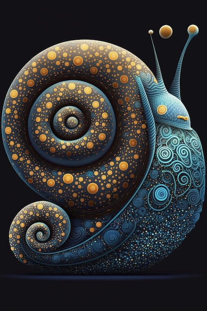 Um caracol azul com um caracol nele