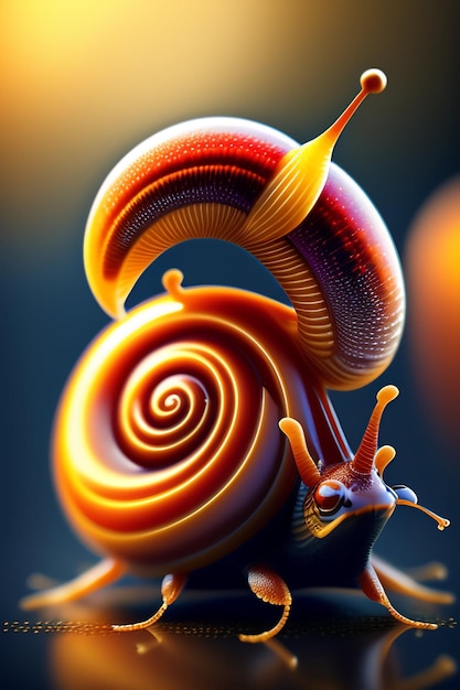 Um caracol colorido com um desenho em espiral Ilustração gerativa de IA