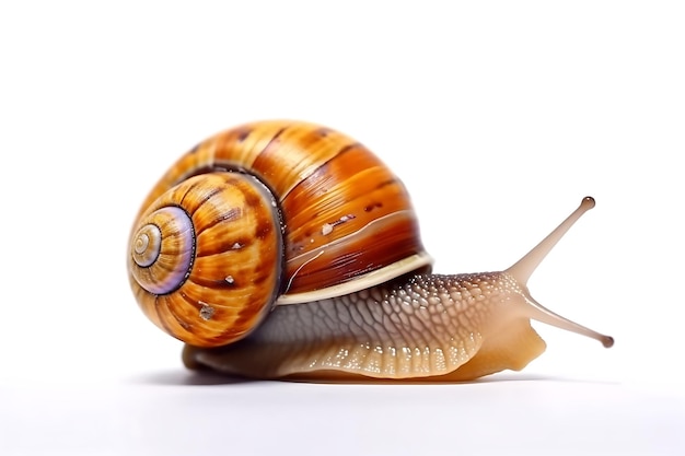 Um caracol é mostrado em um fundo branco.