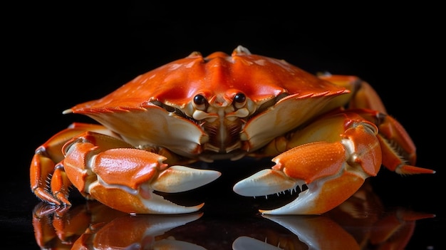 um caranguejo vermelho está sentado em uma mesa de vidro.