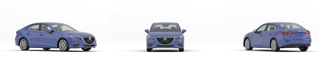 Um carro azul com uma etiqueta que diz feliz aniversário na frente