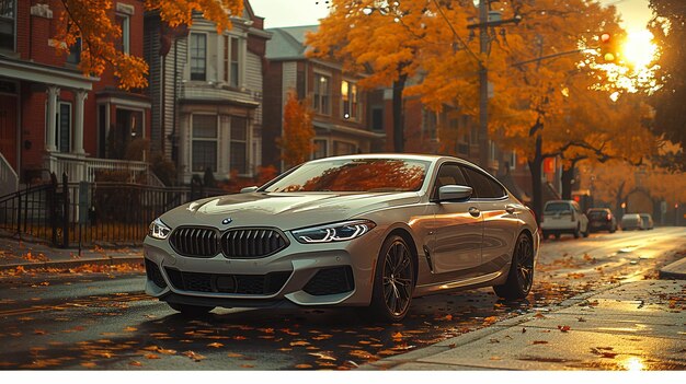 Foto um carro bmw prateado com o capô levantado e a palavra bmw na frente