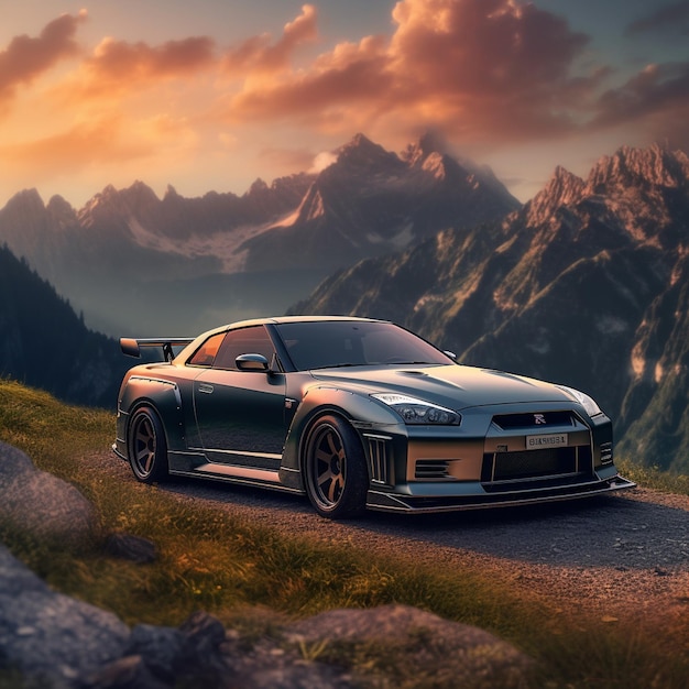 Um carro com a placa diz nissan gt - r.