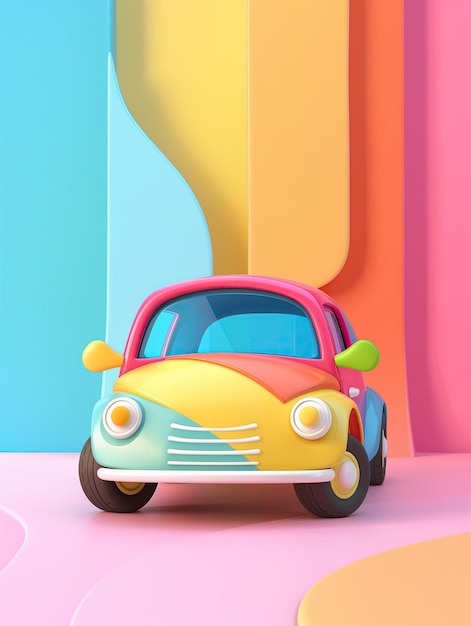 um carro de brinquedo colorido com um carro que diz a palavra citação a citação nele