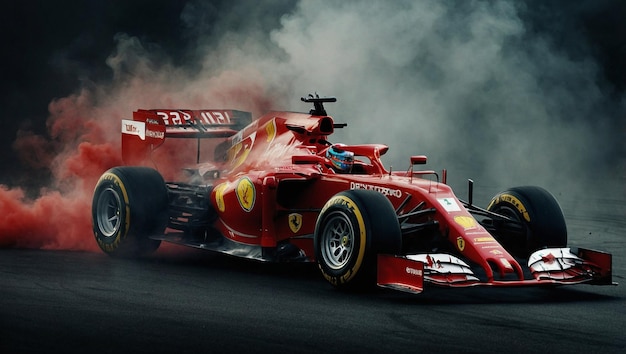 um carro de corrida vermelho com o número 9 na parte de trás