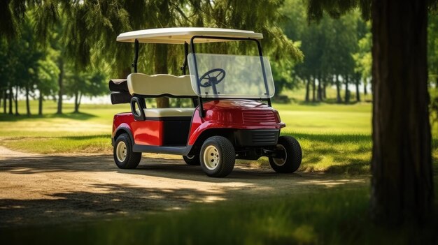 Um carro de golfe Um carro de golf no campo de golfe