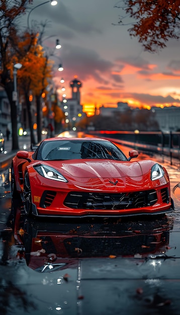 Foto um carro esportivo vermelho com a palavra carro na frente