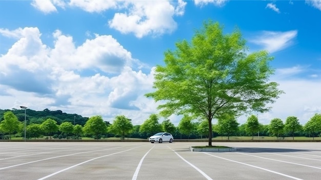 um carro está estacionado em um estacionamento