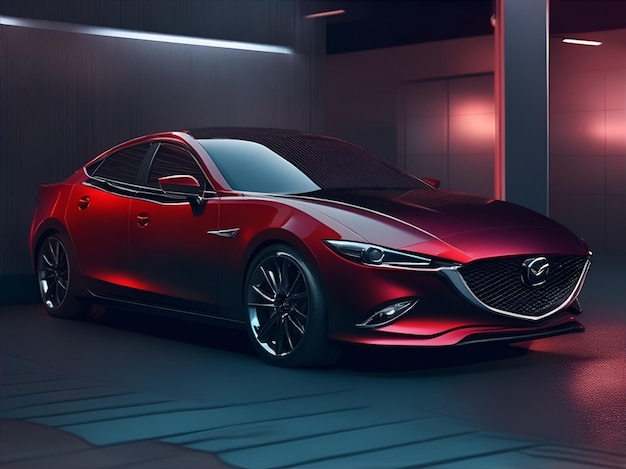 um carro mazda na garagem