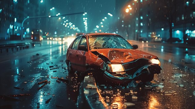 Foto um carro que foi atropelado por um carro.