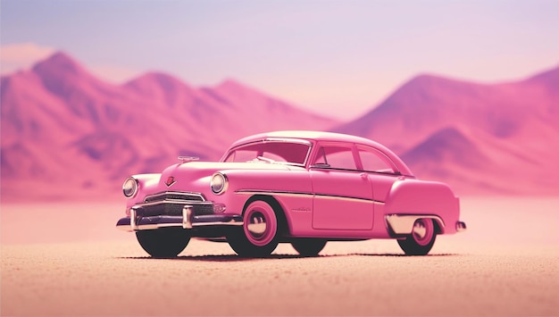 Foto um carro rosa de brinquedo