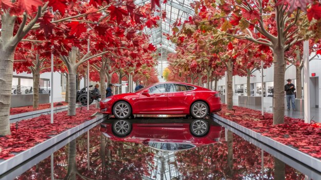 Um carro Tesla num museu.