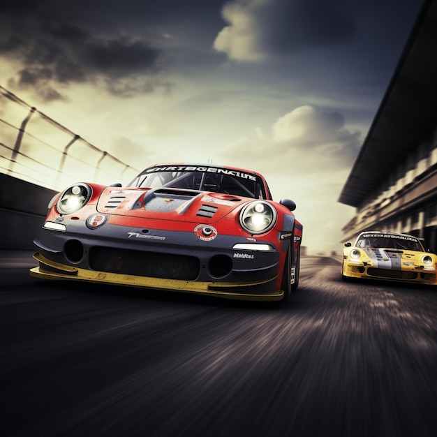 Foto um carro vermelho com o número 2 na frente está no meio de uma pista de corrida