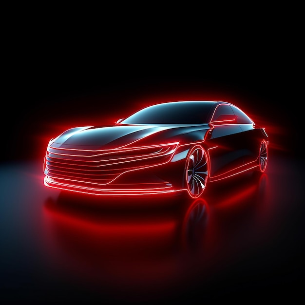um carro vermelho com uma luz traseira brilhante que diz a palavra "nele".