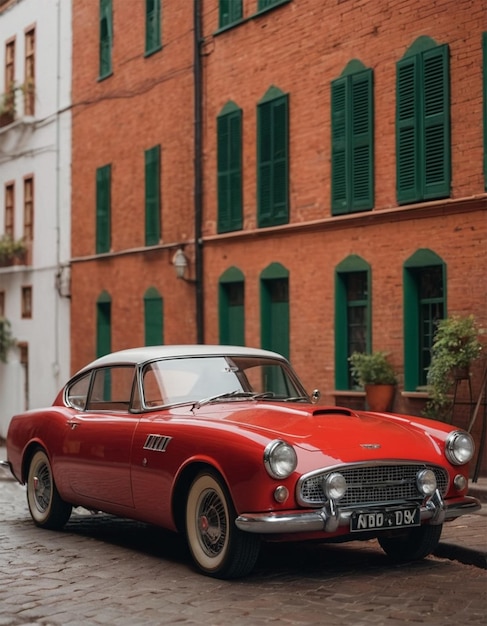 Foto um carro vermelho com uma placa de matrícula que diz g g