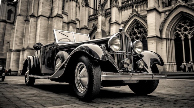 um carro vintage beleza estacionado em Paris