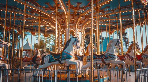 Foto um carrossel infantil de cores suaves