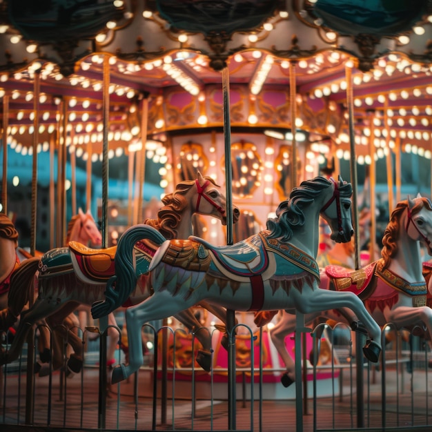 Foto um carrossel infantil de cores suaves