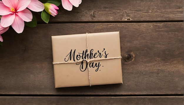 Um cartão com as palavras "Dia da Mãe" escritas nele.