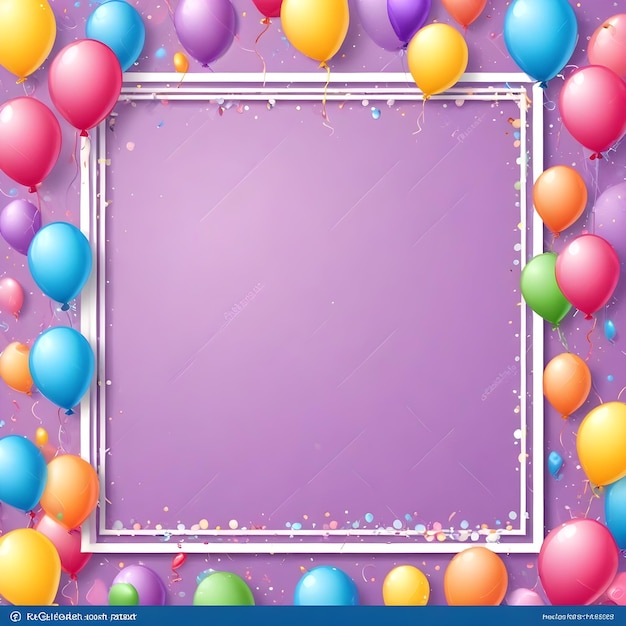 um cartão de aniversário com balões e uma bandeira que diz feliz aniversário