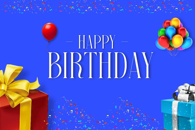um cartão de feliz aniversário com balões e as palavras feliz aniversário nele
