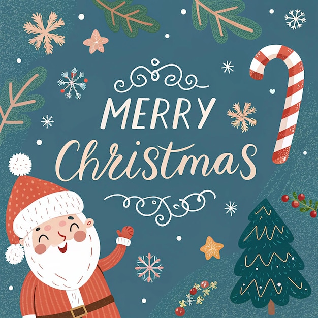 Um cartão de Natal com um Papai Noel nele.