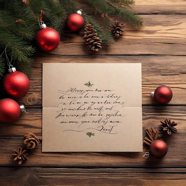 Foto um cartão de natal escrito à mão com uma mensagem sincera